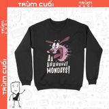  Áo Sweater Coward Dog, Trùm cuối Cartoon Cine, Unisex Cotton 100% 2 màu nam nữ 0210 