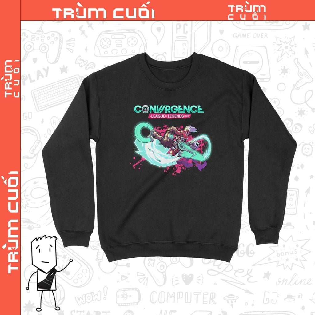  Áo Sweater Ekko/CONVERGENCE: A League of Legends Story - LMHT, Trùm Cuối Unisex Game, Nỉ Bông 100% 2 màu nam nữ 0169 