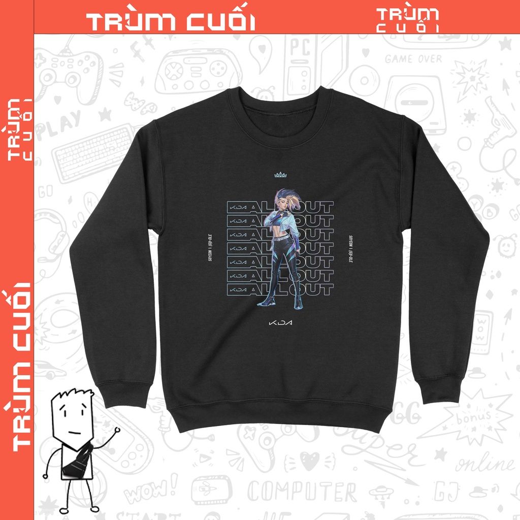  Áo Sweater K/DA ALL OUT Akali - Liên Minh Huyền Thoại, Trùm cuối  Game, Cotton 100% 2 màu nam nữ 0172 