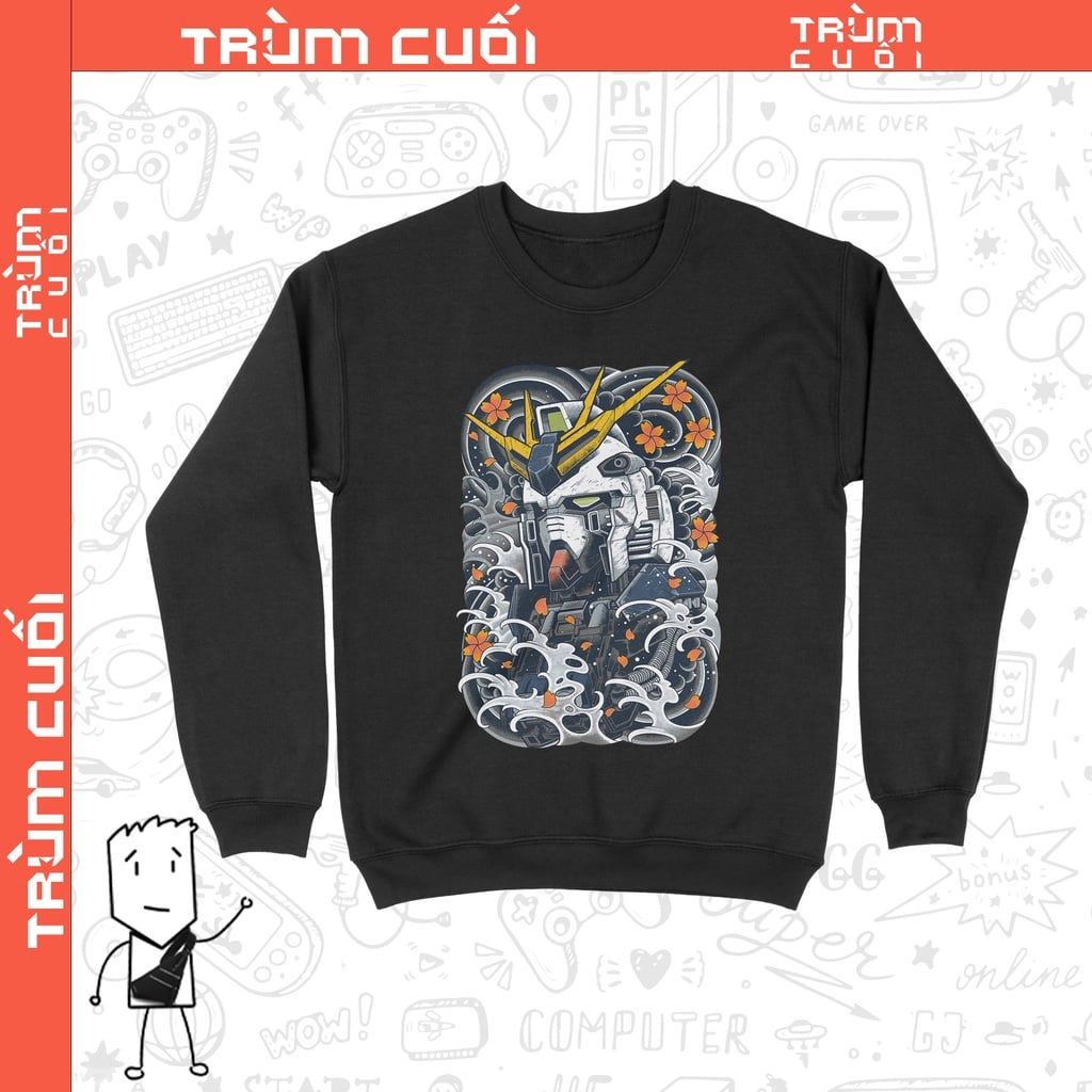  Áo Sweater Gundam, Trùm Cuối Anime, Cotton 100% 2 màu nam nữ 0226 