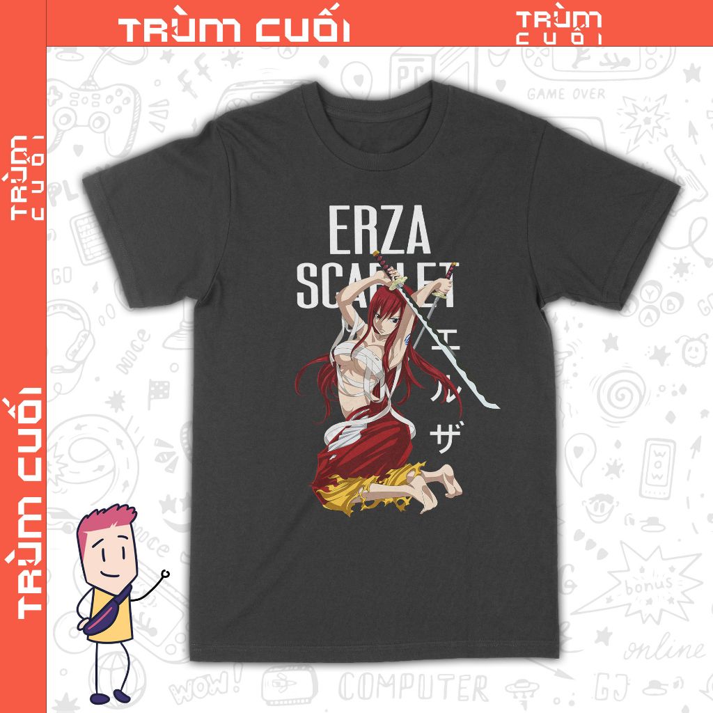  Áo thun Erza Scarlet - Fairy Tails, Trùm Cuối Anime, Unisex Cotton 100% 6 màu nam nữ 0340 