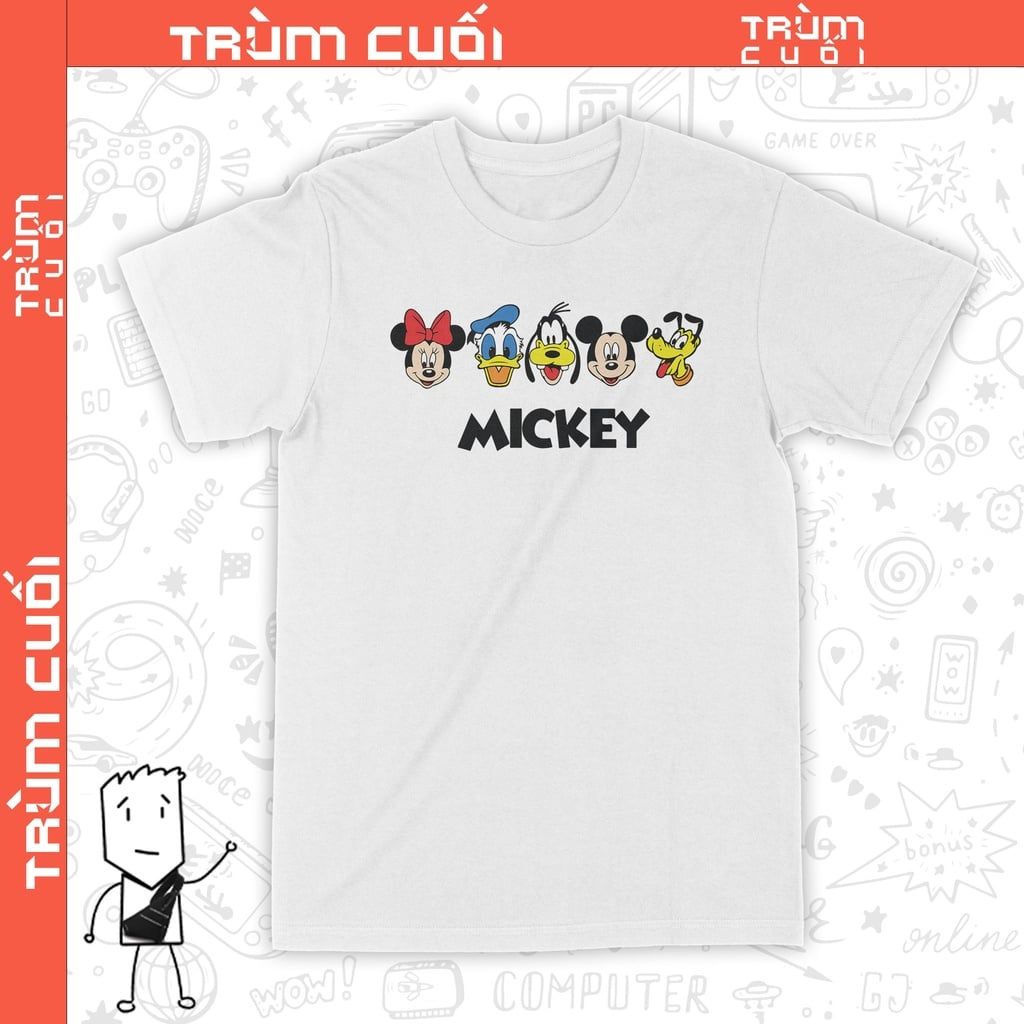  Áo thun Mickey Family, Trùm Cuối Cartoon Cine, Unisex Cotton 100% 2 màu nam nữ 0205 