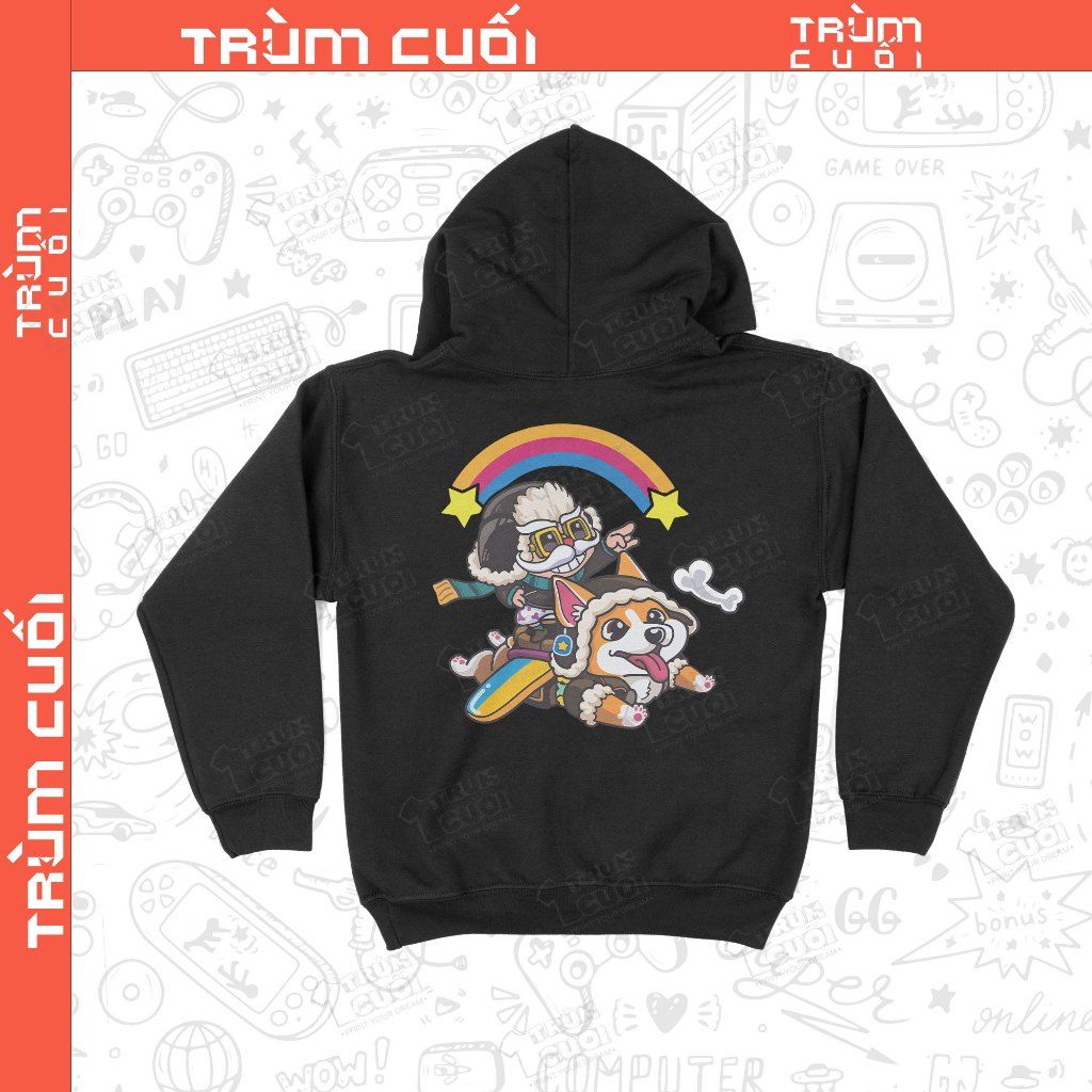  Áo Hoodie Corki Phi Công Corgi, Trùm Cuối Game Liên Minh, Nỉ Bông 100% Unisex nam nữ 0433 