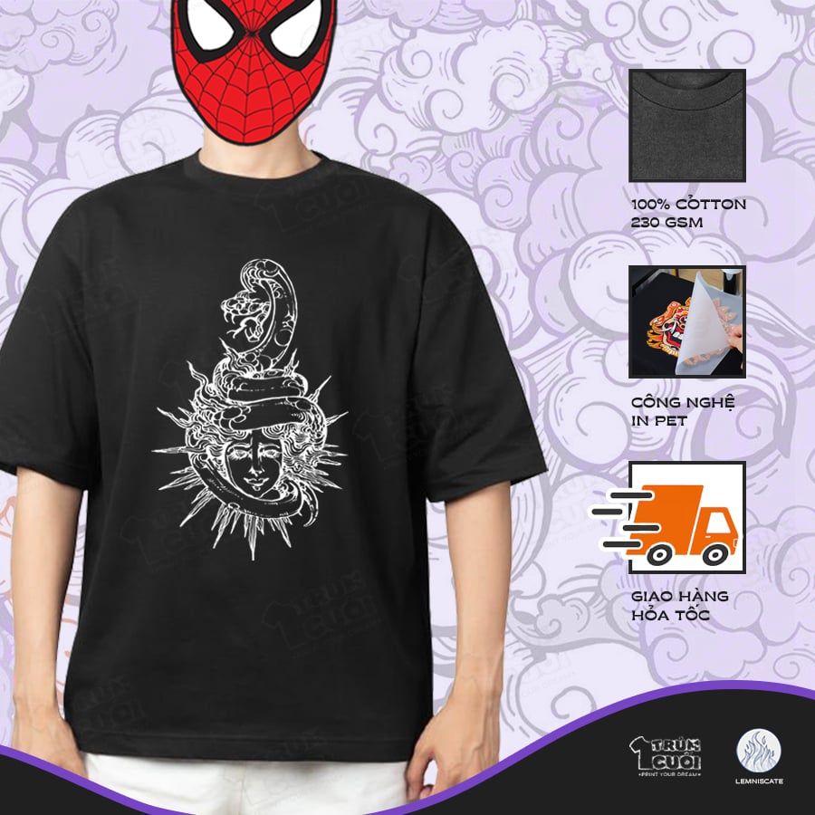  Áo thun oversize Huyễn Xà, Trùm Cuối x Đăng Hoả Chi Thần - Tết 2025, Unisex Cotton 100% 