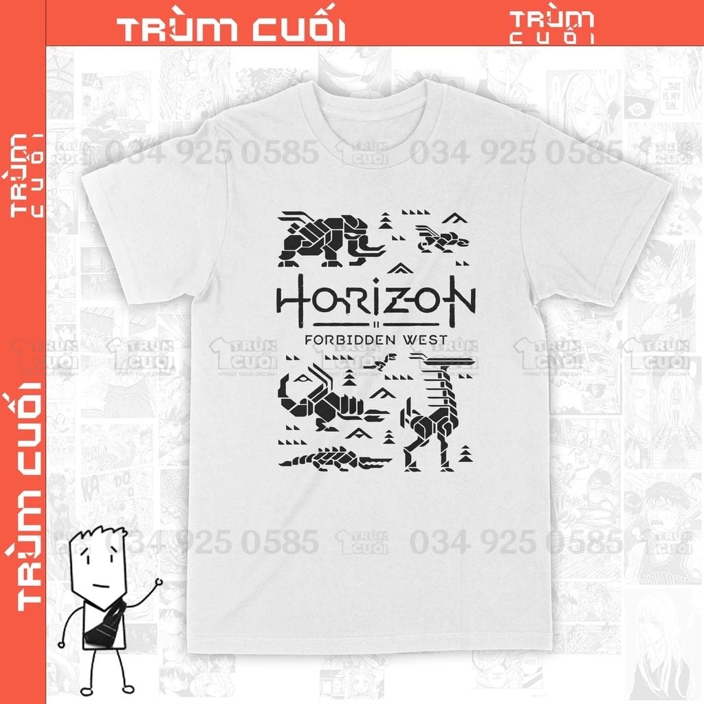  Áo thun Horizon Forbidden West Unisex Trùm Cuối Game, Cotton 100% 2 màu nam nữ 0139 0140 