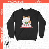  Áo Sweater Mèo Thần Tài Ngồi Chơi, Trùm Cuối TẾT 2023, Unisex Nỉ Bông 100% 2 màu nam nữ 0198 