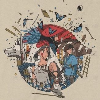  Áo Thun Công Chúa Mononoke - Ghibli Trùm Cuối Anime Cine Cotton 100% 2 màu nam nữ 0106 
