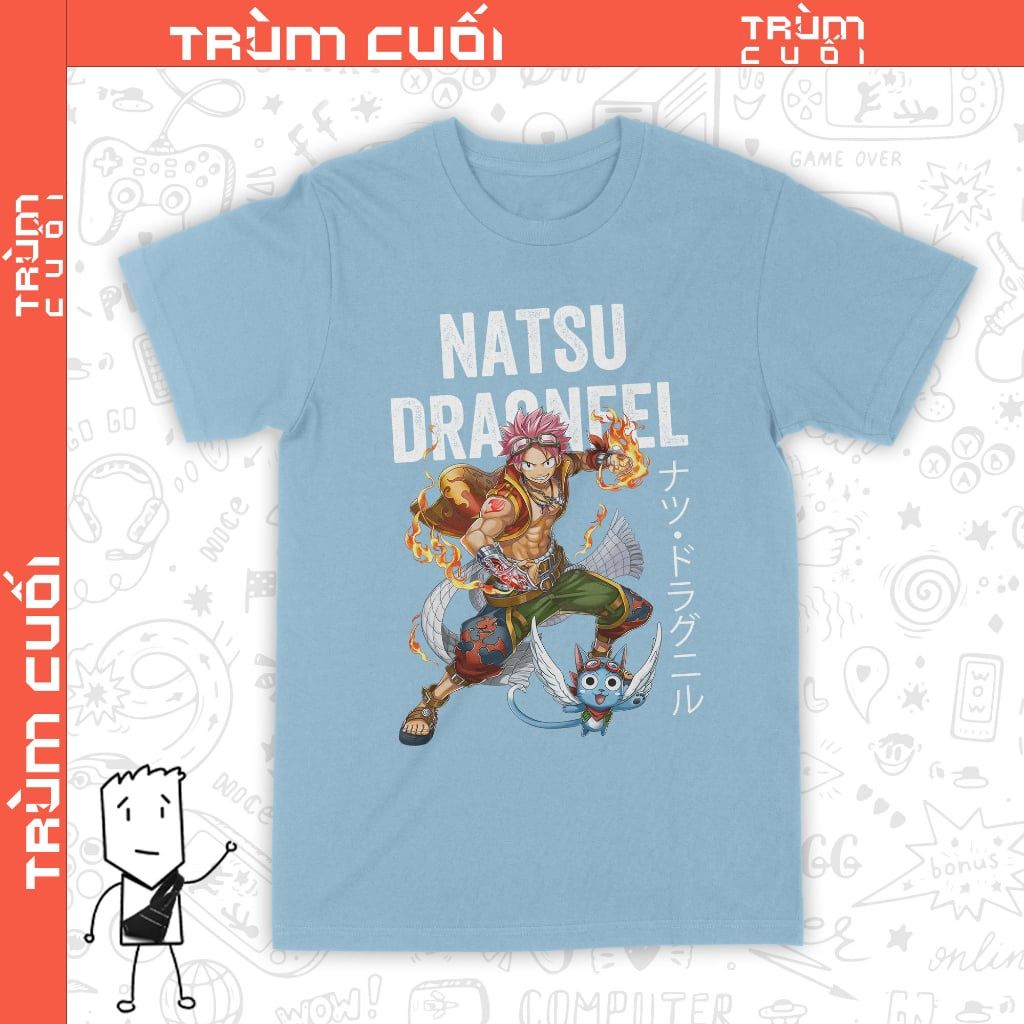  Áo thun Natsu - Fairy Tails, Trùm Cuối Anime, Unisex Cotton 100% 2 màu nam nữ 0341 