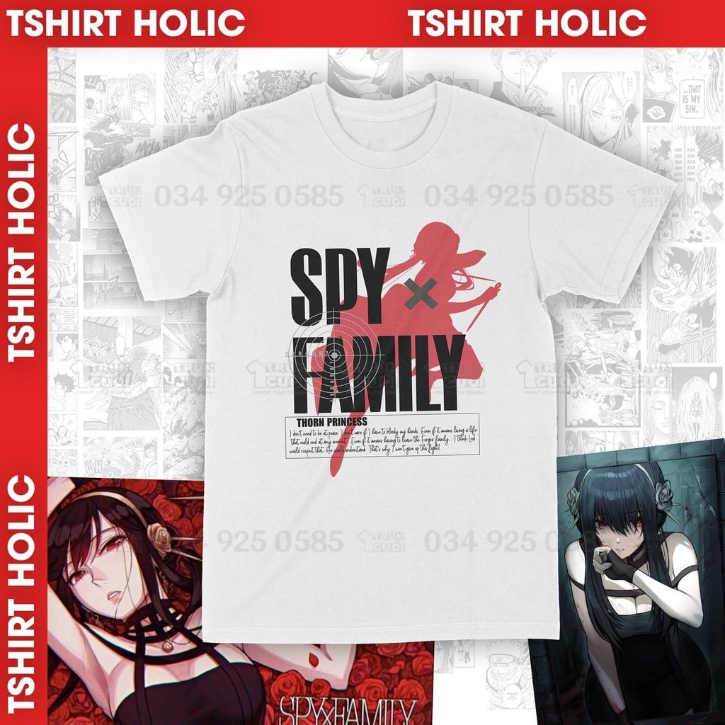  Áo thun Spy x Family: Thorn Princess Unisex Trùm Cuối Manga Anime, Cotton 100% 2 màu nam nữ 0015 