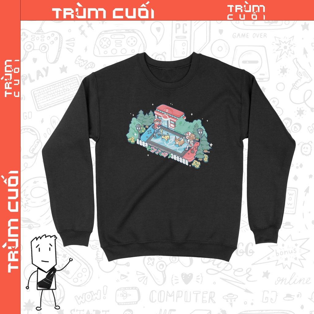  Áo Sweater Pokemon Switch, Trùm Cuối Game, Nỉ Bông 100%, 2 màu nam nữ 0211 