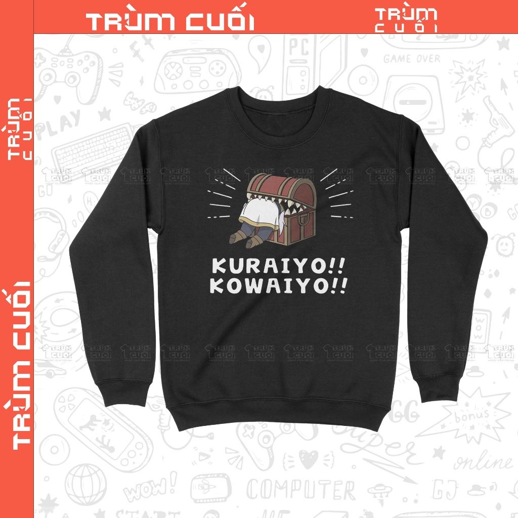  Áo Sweater Frienne Kuraiyo Kowaiyo - Pháp Sư Tiễn Táng, Trùm Cuối Anime, Nỉ Bông 100% Unisex nam nữ 0407 