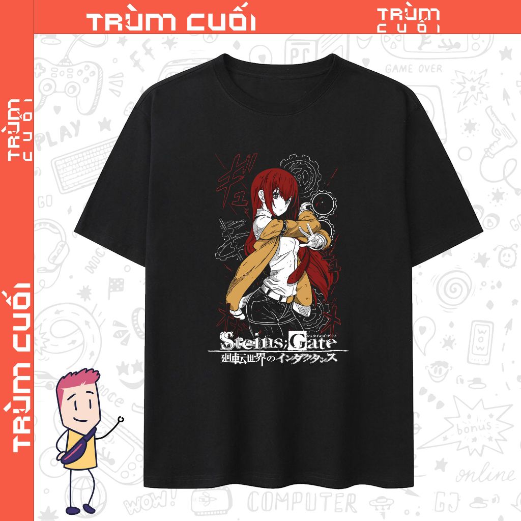 Áo thun Steins;Gate Kurisu Makise, Trùm Cuối Anime Game, Unisex Cotton 100% 2 màu nam nữ 0328 