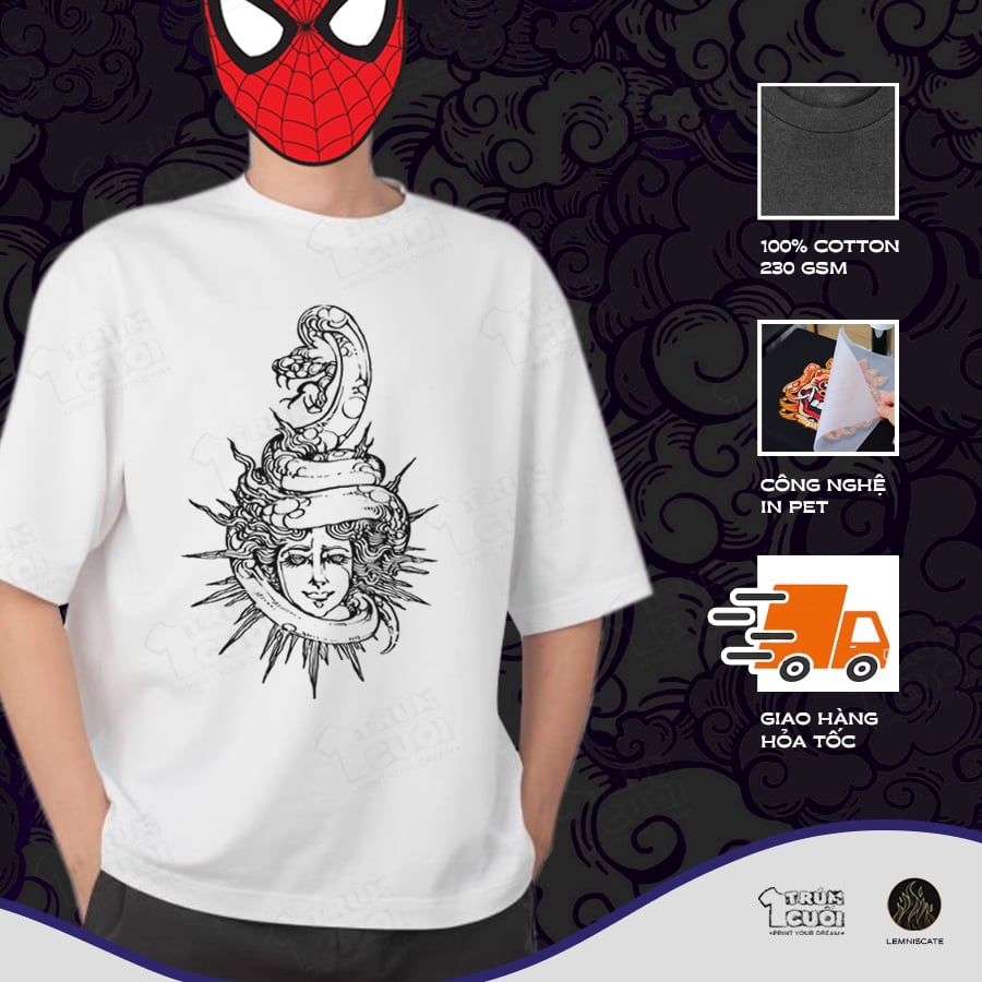  Áo thun oversize Huyễn Xà, Trùm Cuối x Đăng Hoả Chi Thần - Tết 2025, Unisex Cotton 100% 