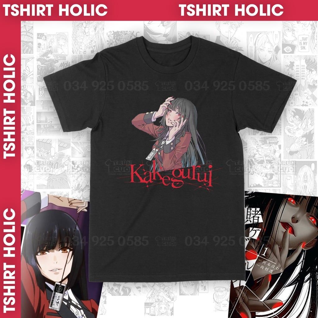  Áo thun Kakegurui: Jabami Yumeko Unisex Trùm Cuối Manga Anime, Cotton 100% 2 màu nam nữ 0023 