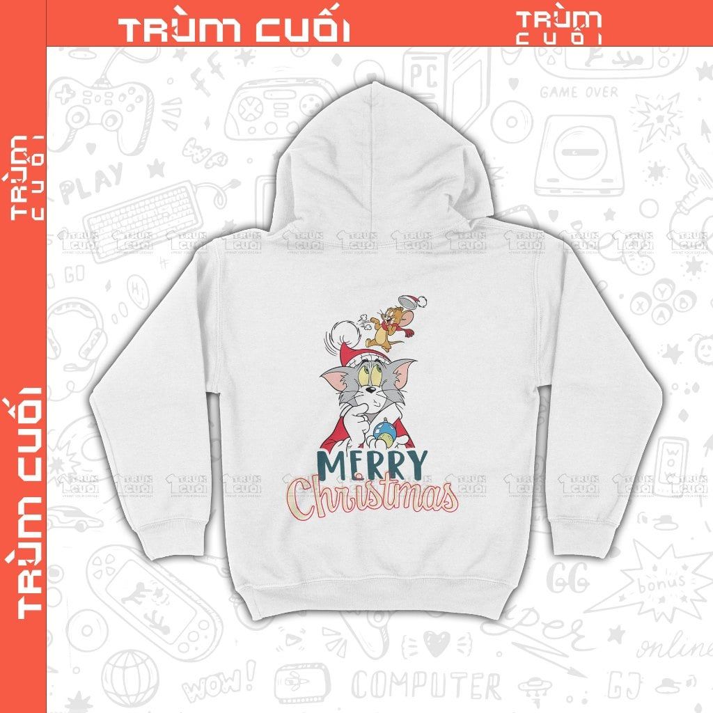  Áo Hoodie Giáng Sinh của Tâm và Gia Huy, Trùm Cuối Cartoon Christmas Festival, Nỉ Bông 100% Unisex nam nữ 0377 