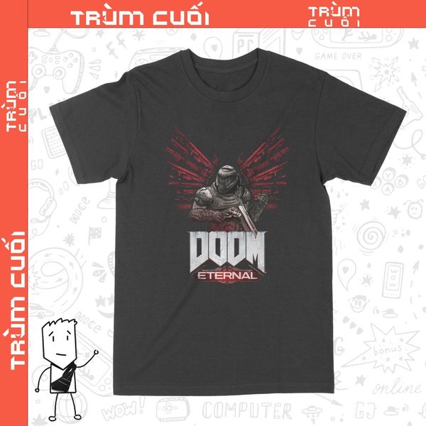  Áo thun Doom Eternal, Trùm cuối Game, Unisex Cotton 100% 2 màu nam nữ 0215 