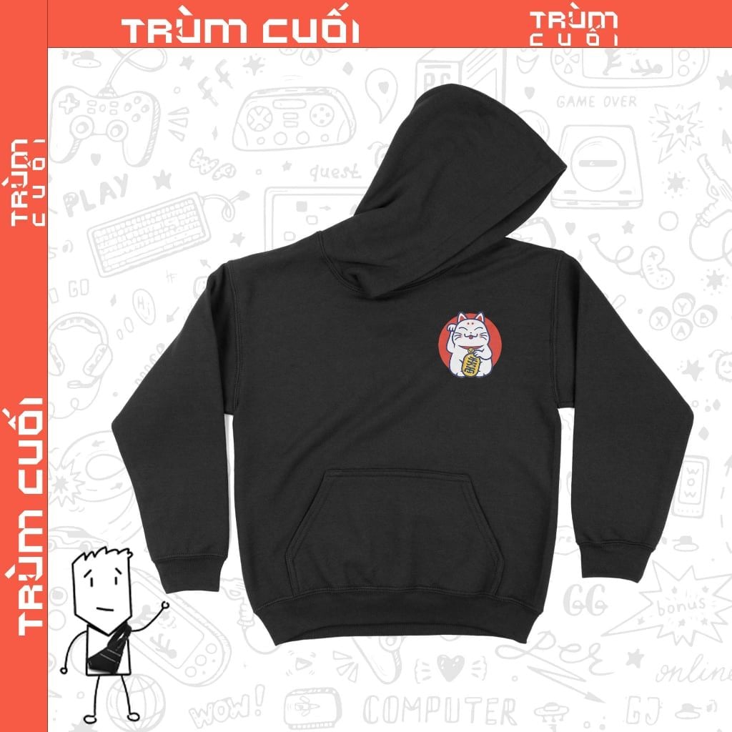  Áo Hoodie Mèo Thần Tài MINI, Trùm Cuối 2023, Nỉ Bông 100% 2 màu nam nữ 0199 
