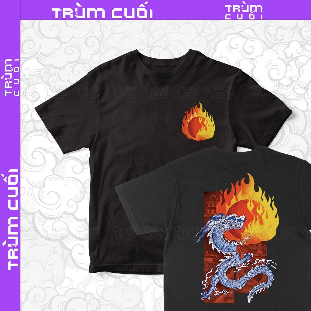  Áo thun 2 mặt Hỏa Thần Long, Trùm Cuối Đăng Hỏa Chi Thần 2024, Unisex Cotton 100% 2 màu nam nữ 