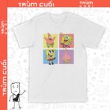  Áo thun Chú bọt biển tinh nghịch, Trùm cuối Cartoon Cine, Unixes Cotton 100% 2 màu nam nữ 0207 