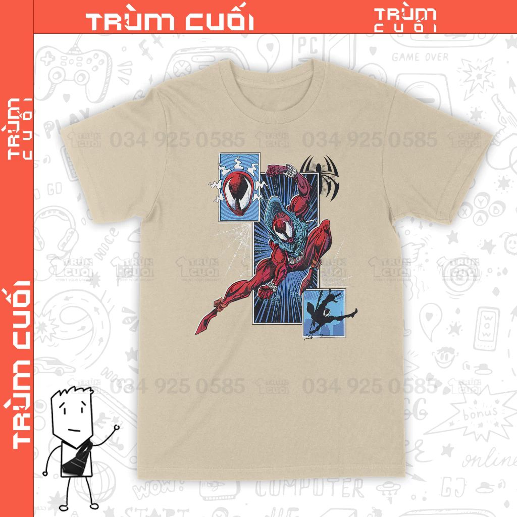 Áo thun Scarlet Spider - Across The Spider-Verse, Trùm Cuối Marvel Cine, Unisex Cotton 100% 2 màu nam nữ 0287 