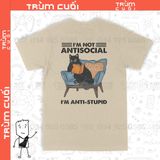  Áo thun 2 mặt Anti Social Cat, Trùm Cuối Casual Meme, Unisex Cotton 100% nam nữ 0306 