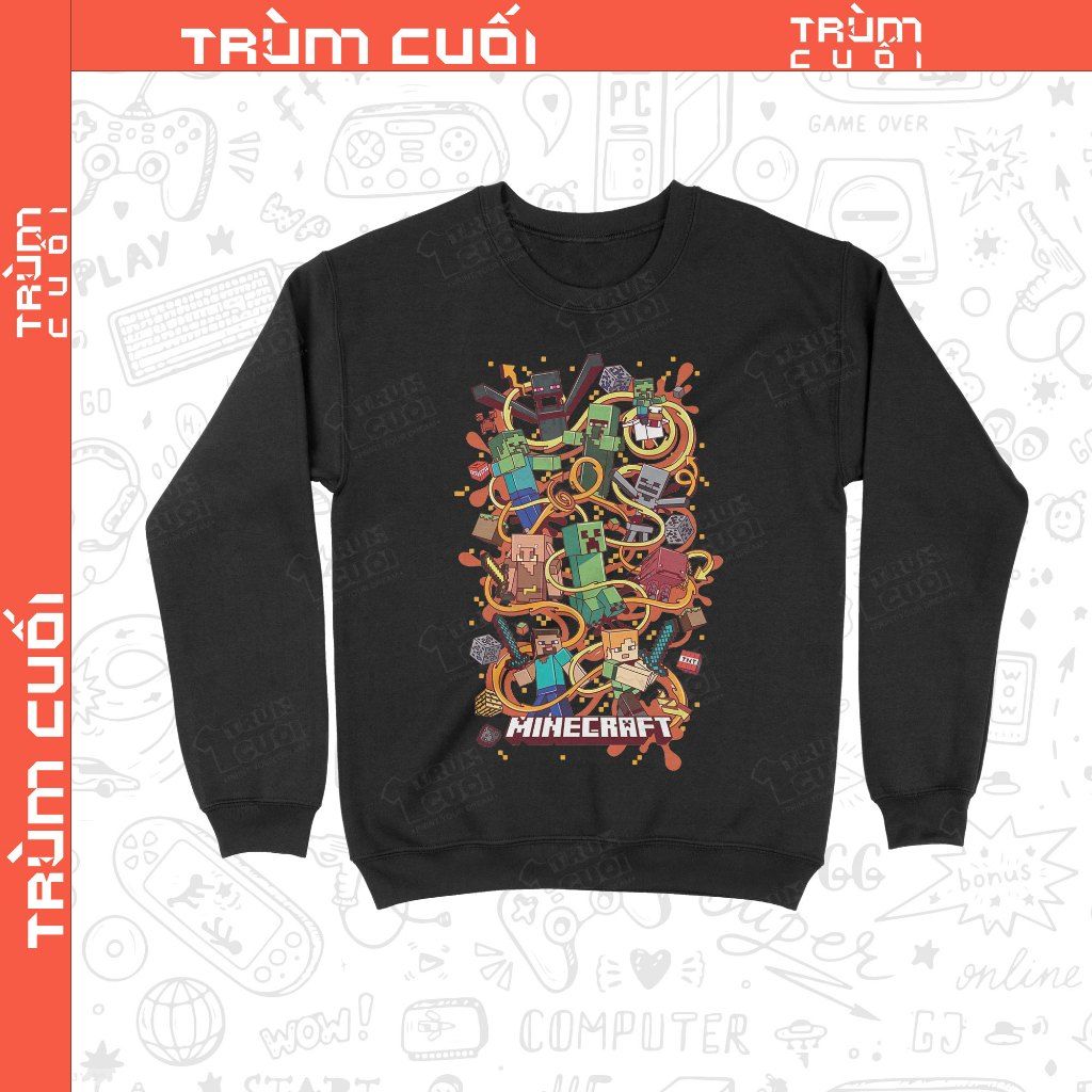  Áo Sweater Minecraft - Graffity, Trùm Cuối Game, Nỉ Bông 100% Unisex nam nữ 0435 