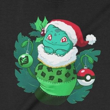  Áo Sweater Bulbasaur đáng yêu, Trùm Cuối Christmas Pokemon, Cotton 100% 2 màu nam nữ 0182 