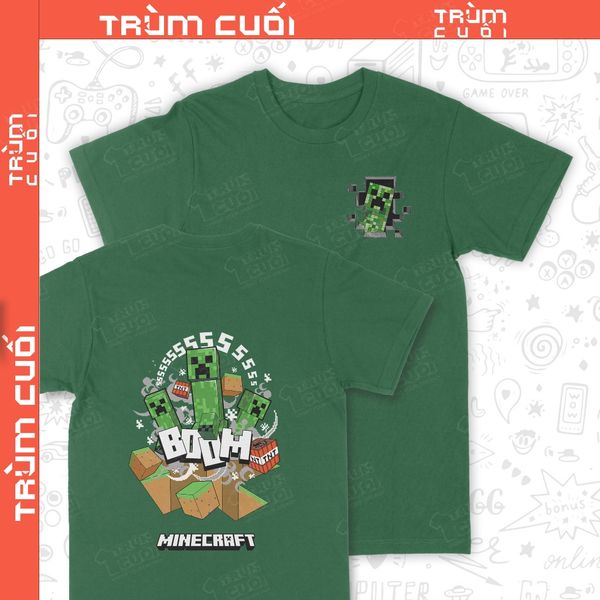  Áo thun 2 mặt Minecraft - Boom, Trùm Cuối Game. Unisex Cotton 100% 2 màu nam nữ 0434 