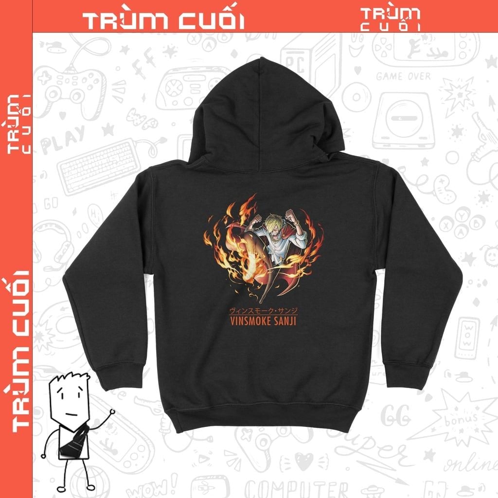  Áo Hoodie Vinsmoke Sanji - One Piece, Unisex Trùm Cuối Anime Cine, Nỉ Bông100% 2 màu nam nữ 0162 