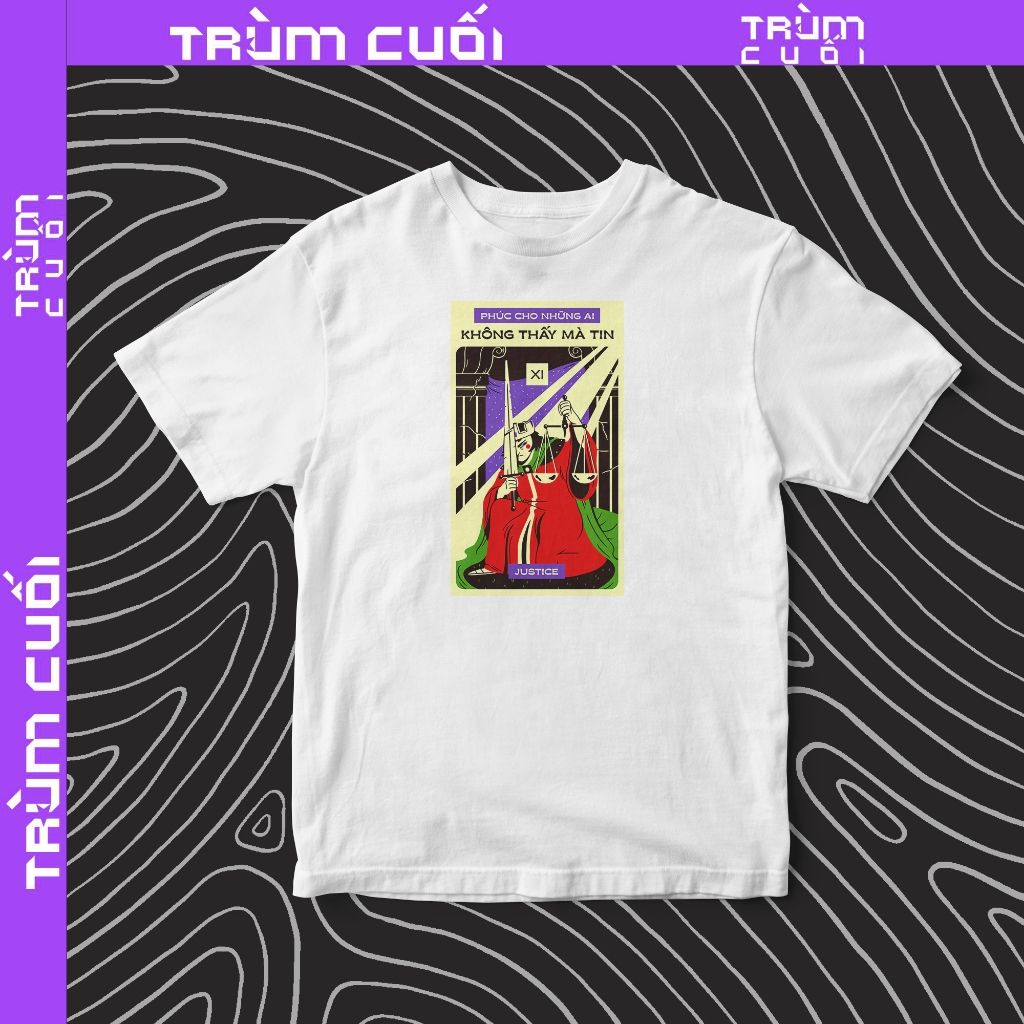  Áo thun Tarot - Justice, Firewood x Trùm Cuối, Unisex Cotton 100% 2 màu nam nữ 0394 