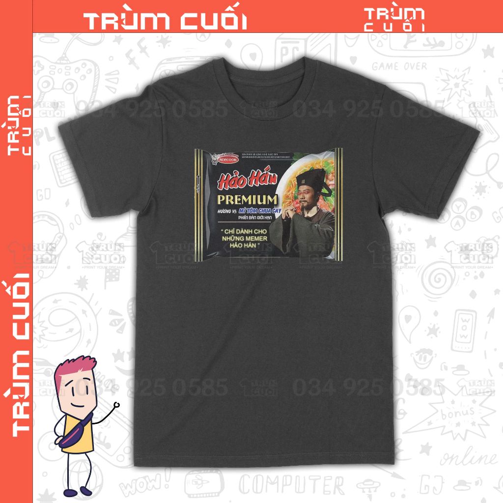  Áo thun Mì Hảo Hán, Trùm Cuối Meme, Unisex Cotton 100% 2 màu nam nữ 0308 