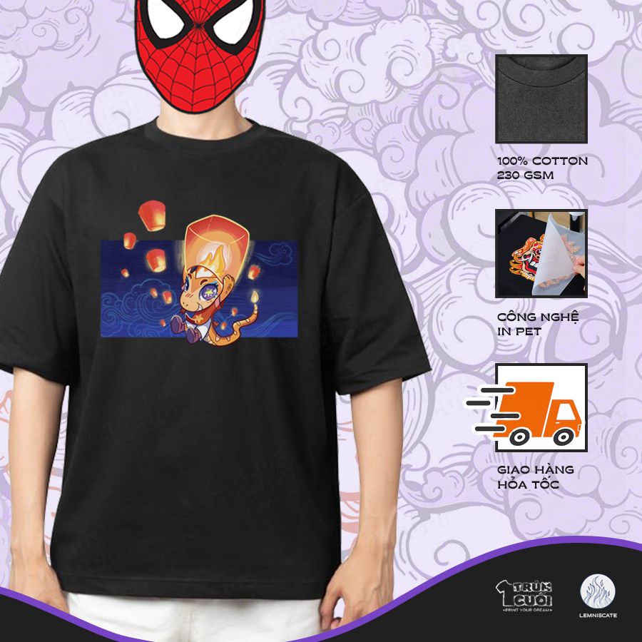  Áo thun oversize Bé Na đu đèn trời, Trùm Cuối x Đăng Hoả Chi Thần - Tết 2025, Unisex Cotton 100% 