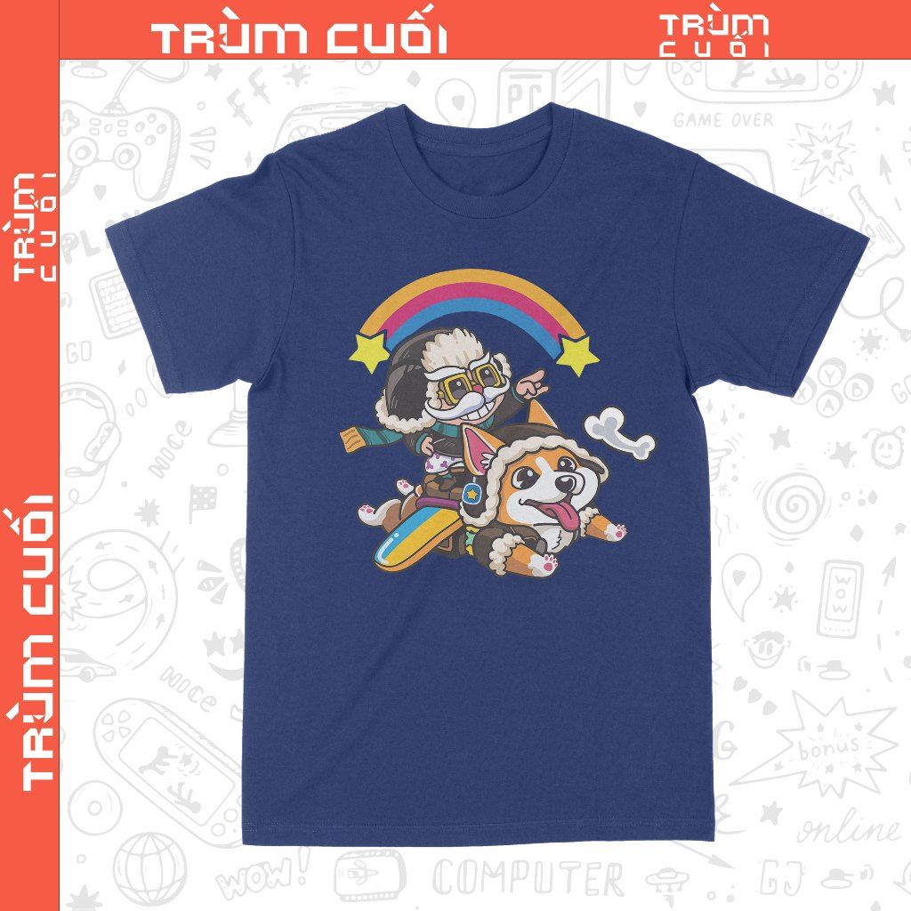  Áo thun Corki Phi Công Corgi, Trùm Cuối Game Liên Minh, Unisex Cotton 100% 2 màu nam nữ 0433 
