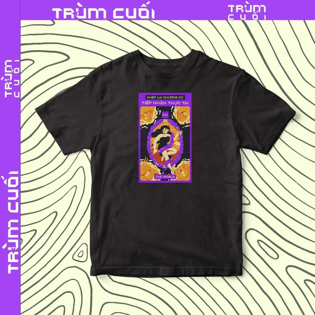 Áo thun Tarot - The World, Firewood x Trùm Cuối, Unisex Cotton 100% 2 màu nam nữ 0396 