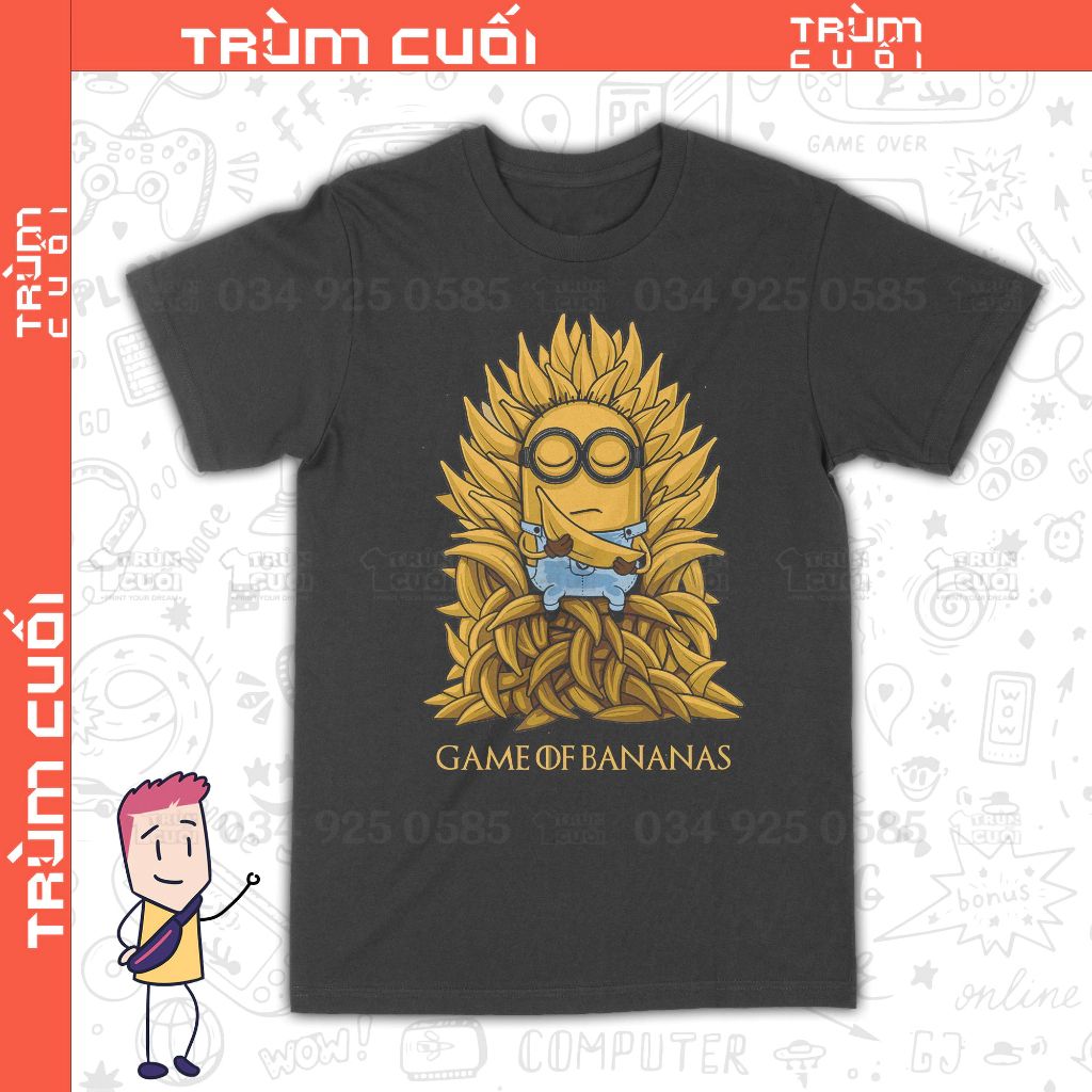  Áo thun Game of Bananas, Trùm Cuối Meme Cartoon, Unisex Cotton 100% 2 màu nam nữ 0320 