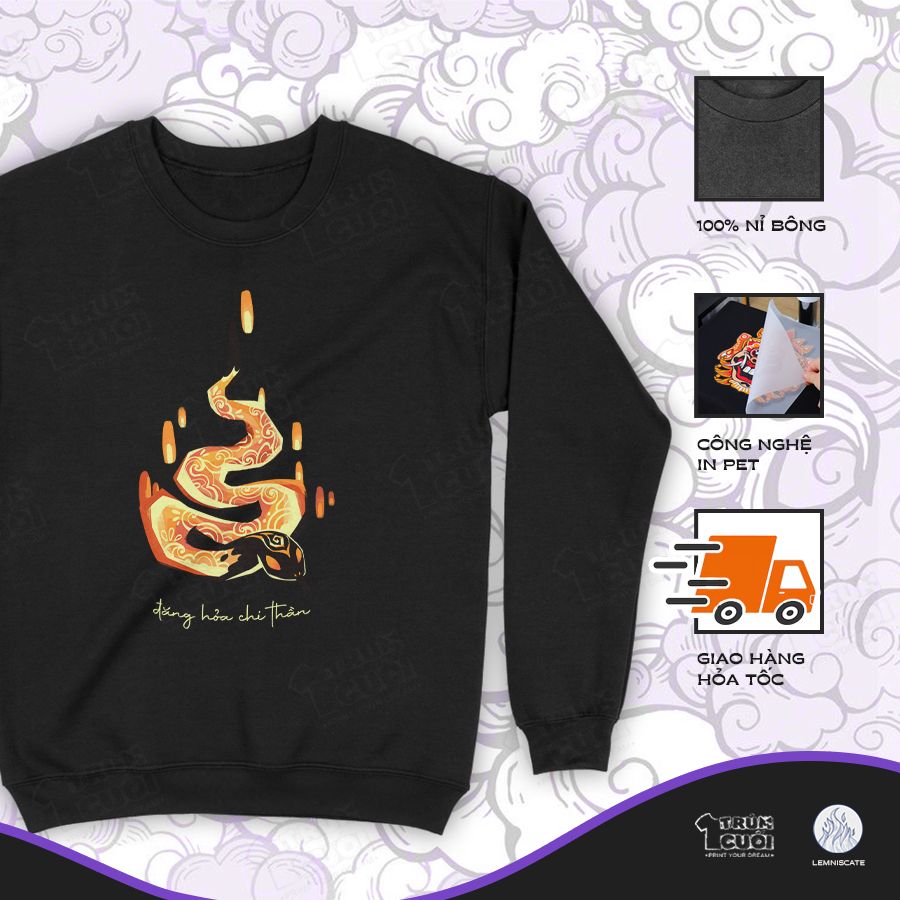  Áo sweater Đăng Hoả Chi Thần 2025, Trùm Cuối x Đăng Hoả Chi Thần - Tết 2025, Nỉ Bông 100% Unisex nam nữ 