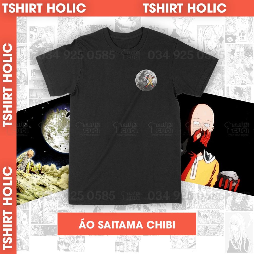  Áo thun One Punch Man: Saitama Chibi Unisex Trùm Cuối Anime, Cotton 100% 2 màu nam nữ 0009 