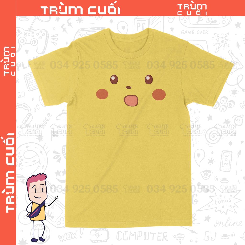  Áo thun Pikachu Ngạc Nhiên - Pokemon, Trùm Cuối Anime Game Meme, Unisex Cotton 100% 2 màu nam nữ 0243 
