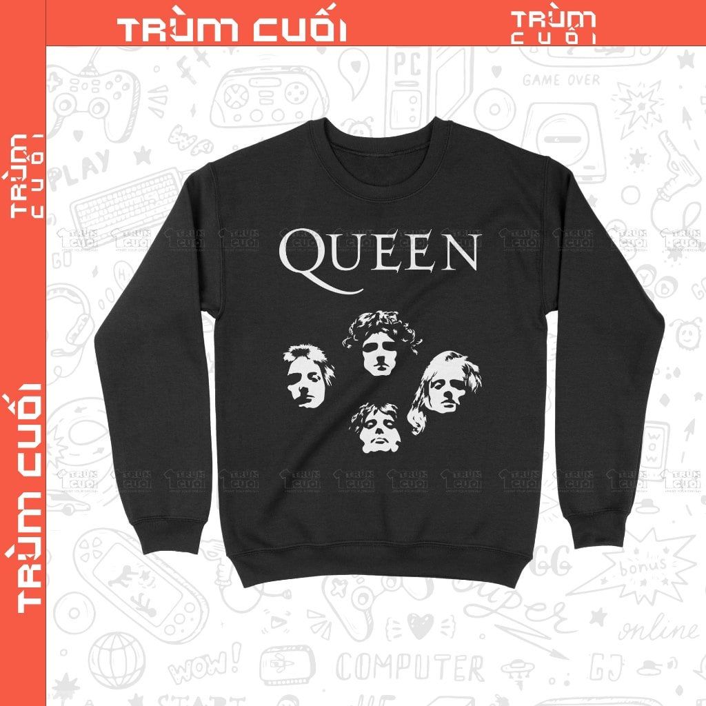  Áo Sweater Queen, Trùm Cuối Thần Tượng Âm Nhạc, Unisex Nỉ Bông 100% 2 màu nam nữ 0386 