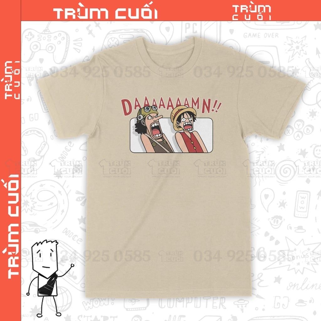  Áo thun Damn! One Piece, Trùm Cuối Anime Cine, Cotton 100% 2 màu nam nữ 0153 