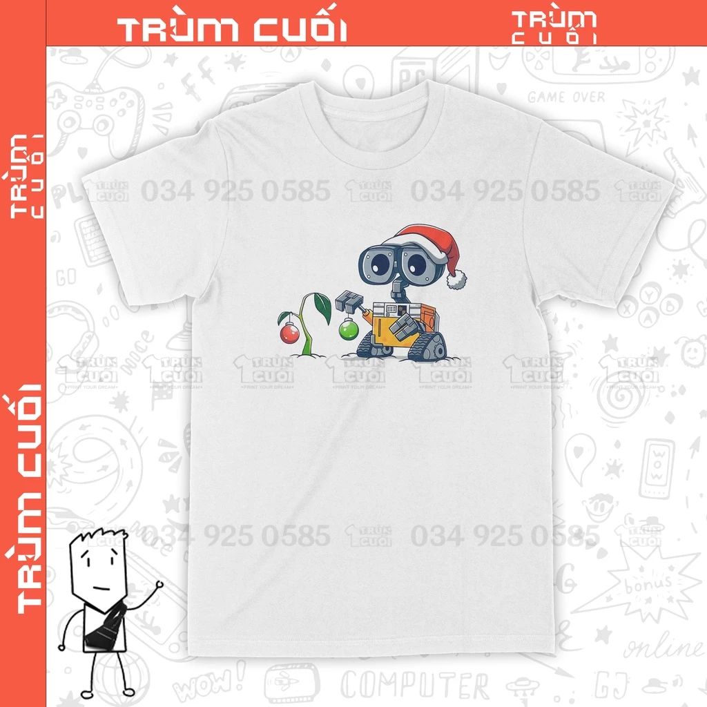  Áo thun Wall-E Giáng Sinh, Trùm Cuối Christmas Cine, Cotton 100% 2 màu nam nữ 0181 