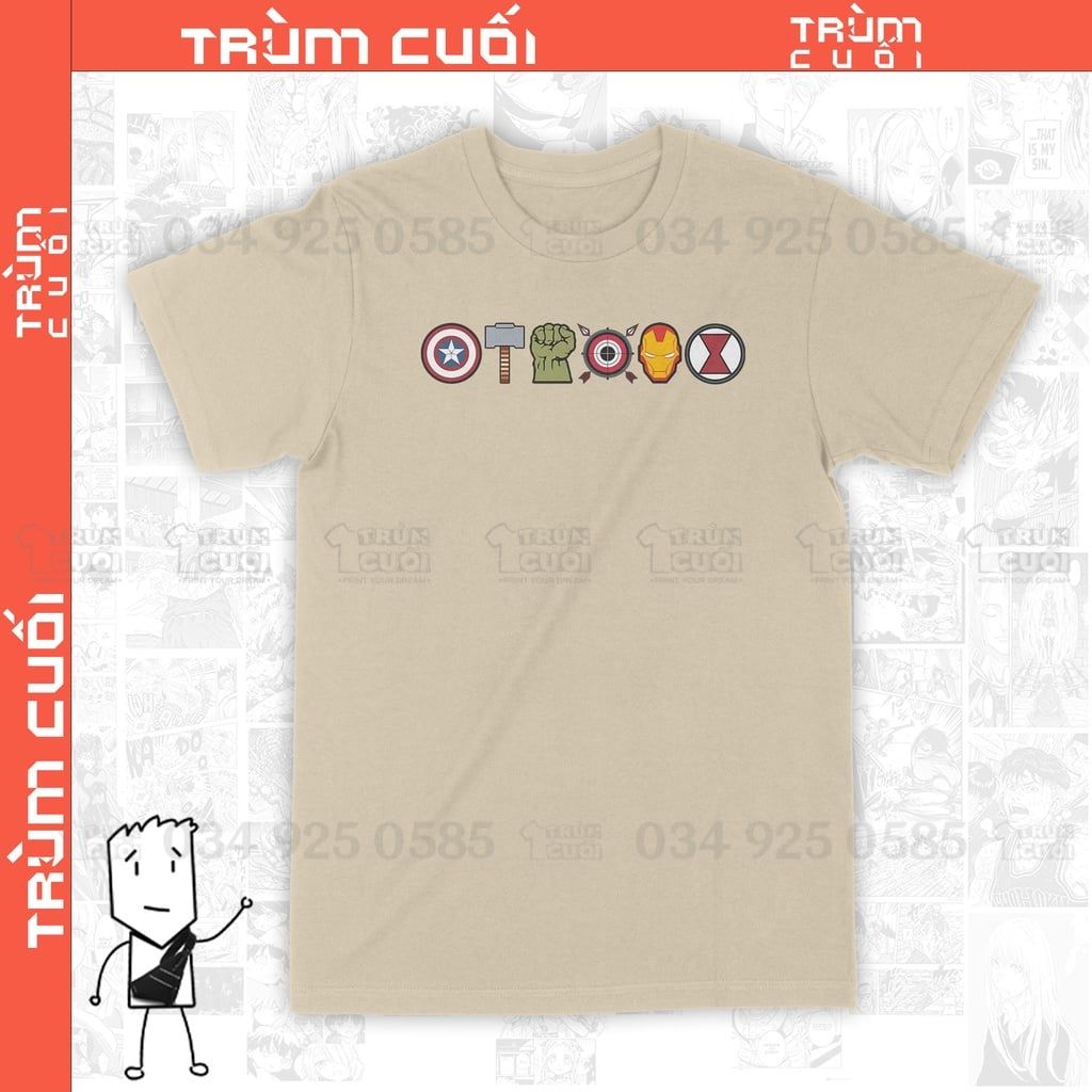  Áo thun Avengers Icons Unisex Trùm Cuối Marvel Cine, Cotton 100% 2 màu nam nữ 0103 