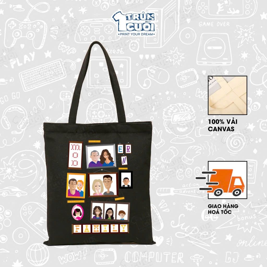  Túi Tote Cine, Trùm Cuối 2025, 100% vải Canvas 35x40 cm - Unisex Nam Nữ 2 màu đen trắng 