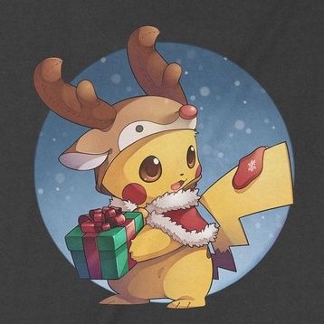  Áo thun Pikachu Tuần lộc, Trùm Cuối Christmas Cine, Cotton 100% 2 màu nam nữ 0180 