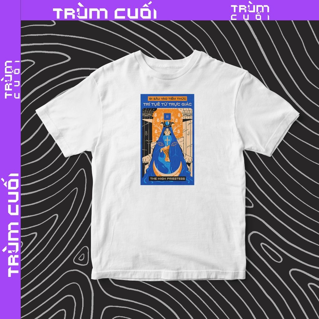  Áo thun Tarot - The High Priestess, Firewood x Trùm Cuối, Unisex Cotton 100% 2 màu nam nữ 0398 
