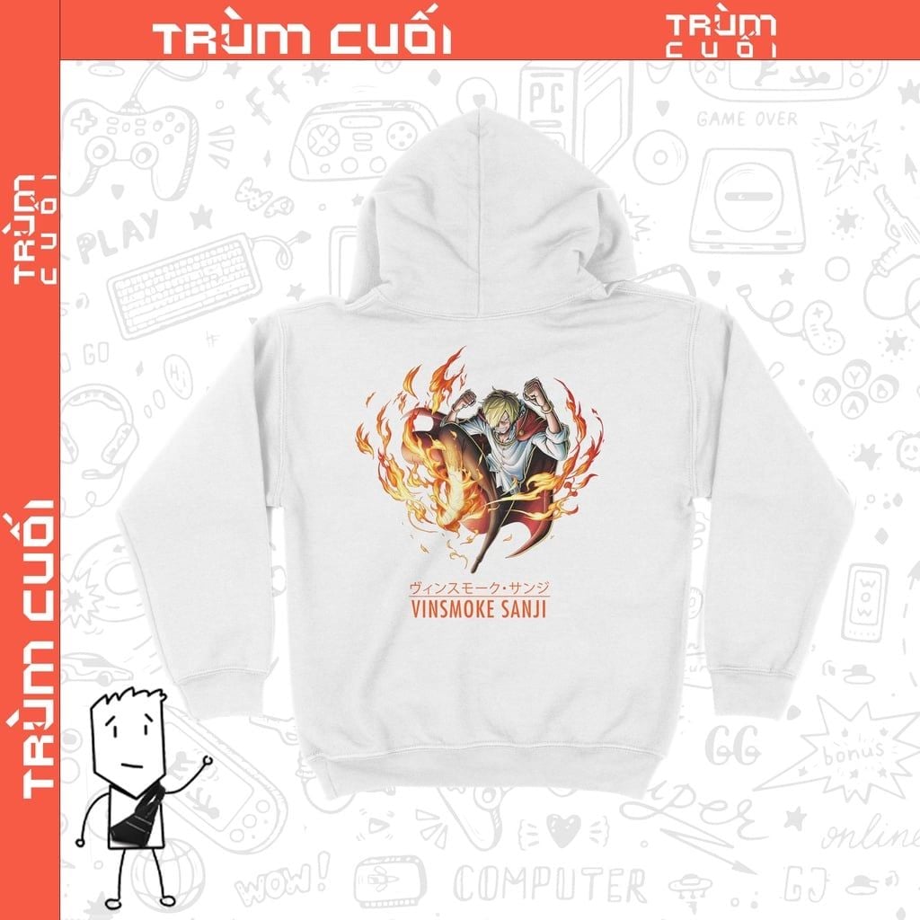  Áo Hoodie Vinsmoke Sanji - One Piece, Unisex Trùm Cuối Anime Cine, Nỉ Bông100% 2 màu nam nữ 0162 