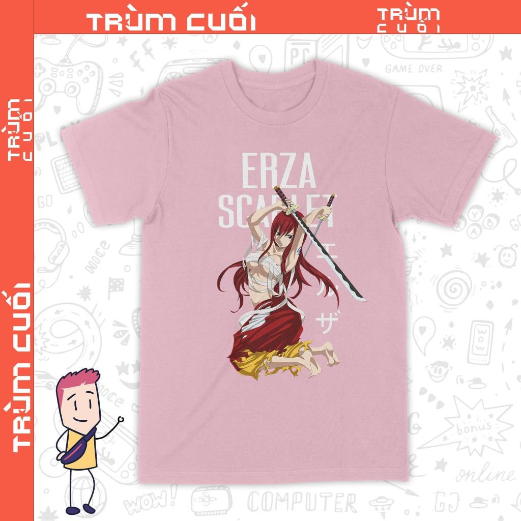  Áo thun Erza Scarlet - Fairy Tails, Trùm Cuối Anime, Unisex Cotton 100% 6 màu nam nữ 0340 