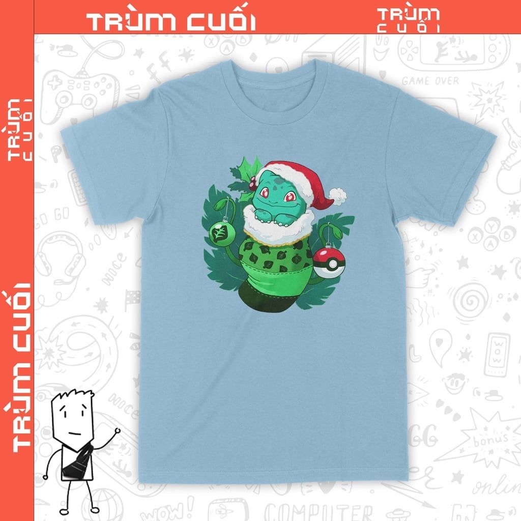 Áo thun Bulbasaur đáng yêu, Trùm Cuối Christmas Cine, Cotton 100% 2 màu nam nữ 0182 