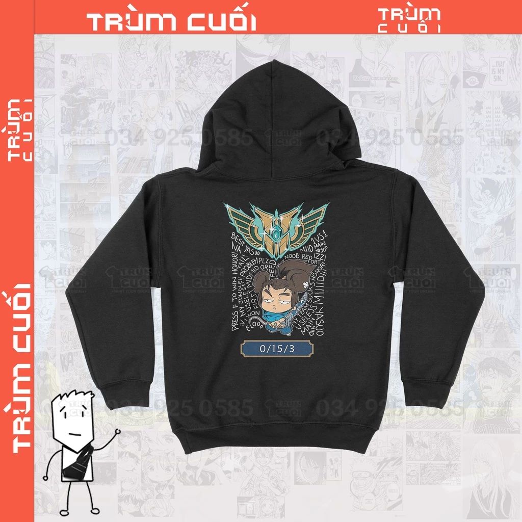  Áo Hoodie Yasuo - Đạo Của Lãng Xẹt, Trùm Cuối Game, Unisex Nỉ Bông 100% 2 màu nam nữ 0096 