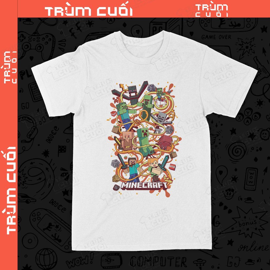  Áo thun Minecraft - Graffity, Trùm Cuối Game, Unisex Cotton 100% 2 màu nam nữ 0435 
